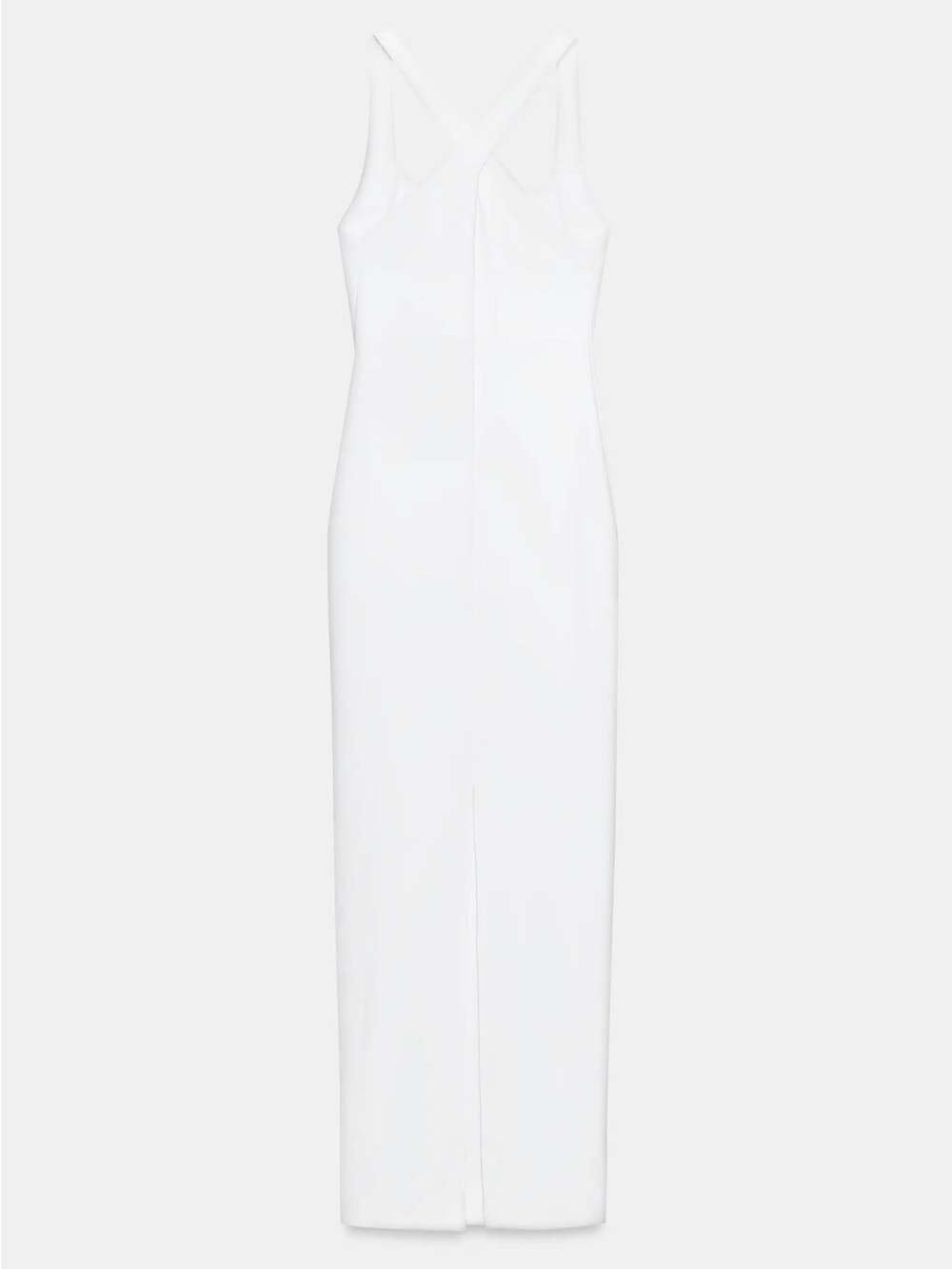 Zara White Sleeveless Midi Dress with Crossback Straps